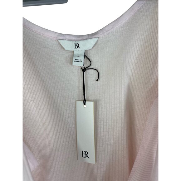 Banana Republic Womens Ribbed Tank Tops L Pink & White Cotton Blend Lightweight - Picture 4 of 8